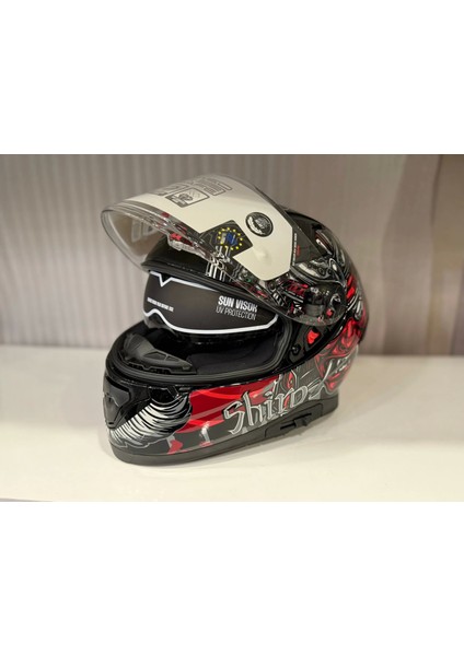 Kask Shıro Katana Sv Samurai Kırmızı/siyah