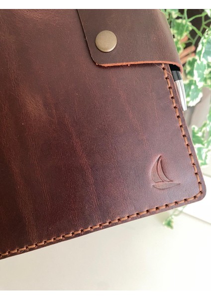 (Isim Yazıyoruz) El Yapımı Hakiki Deri A5 Ajanda Kılıfı - Defter & Kalem Hediyeli