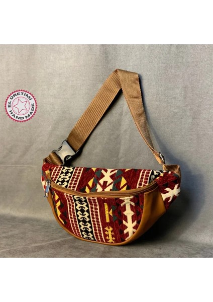 Otantik Kilim Desenli Bel Çantası
