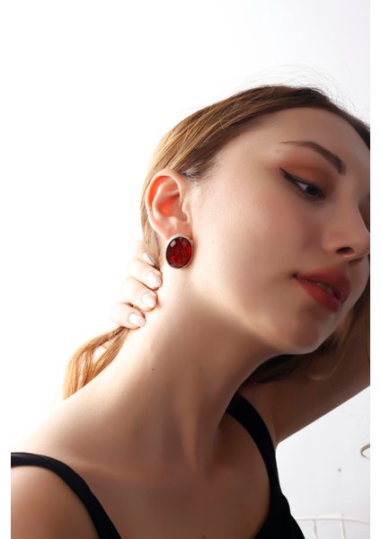 Matya Antik Gümüş Kaplama Çivili Kırmızı Taşlı Model Küpe fırsatları
