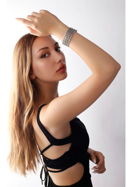 Matya Antik Gümüş Kaplama Ayarlanabilir Açık Bant Petek Model Bileklik modelleri
