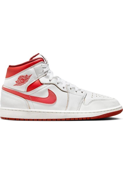 Air Jordan 1 Mid Se Leather Sneaker Deri Bilekli Spor Ayakkabı Beyaz