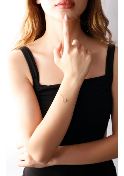 Matya Altın Renk Lak Kaplama I Harfi Bileklik