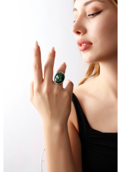 Matya Antik Gümüş Kaplama Ayarlanabilir Yeşil Taşlı Yüzük fırsatları