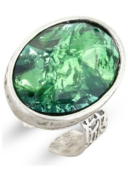 Matya Antik Gümüş Kaplama Ayarlanabilir Yeşil Taşlı Yüzük indirimleri