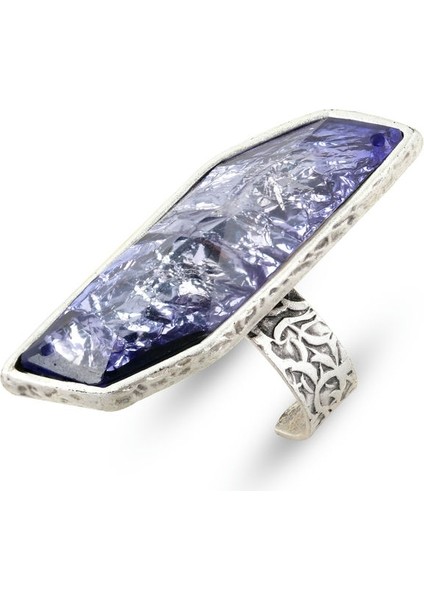 Matya Antik Gümüş Kaplama Ayarlanabilir Mor Taşlı Yüzük indirimleri