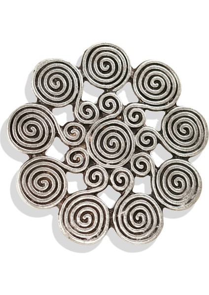 Matya Antik Gümüş Kaplama Spiral Formda Ayarlanabilir Yüzük