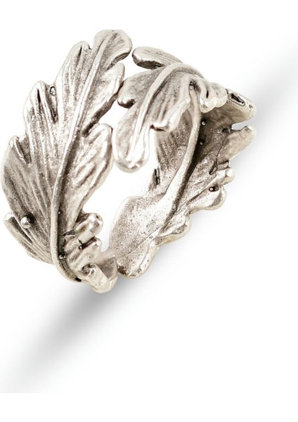 Matya Antik Gümüş Kaplama Yaprak Modeli Ayarlanabilir Yüzük indirimleri