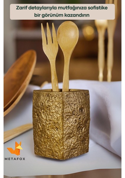 Tezgah Kaşıklık Modern Tezgah Üstü Kaşıklık Dekoratif Dik Kaşıklık Altın Eskitme Renk Model 7 fırsatları
