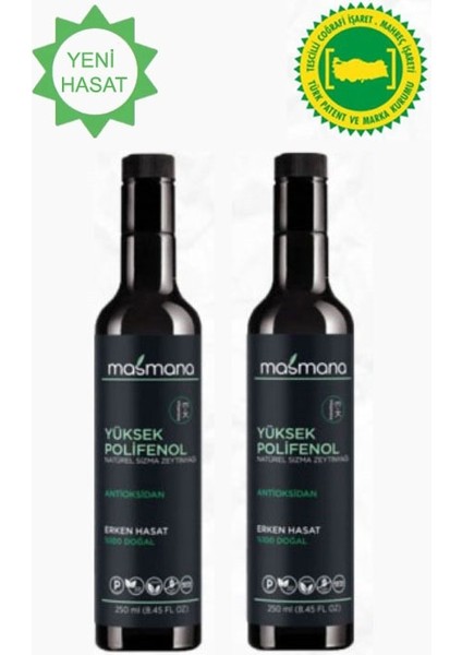 Yüksek Polifenollü Zeytinyağı 2x250 ml (2024)