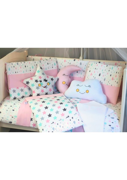 Bebek Uyku Seti Nevresim Takımı 70x130 Damla Pembe