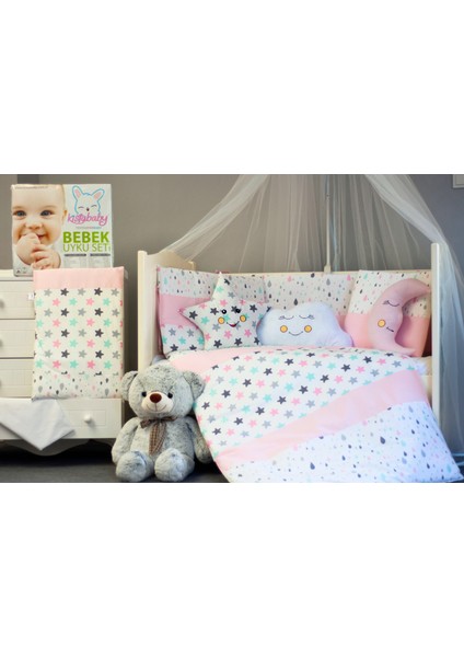 Bebek Uyku Seti Nevresim Takımı 70x130 Damla Pembe