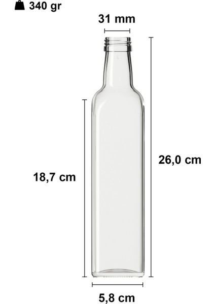 500 cc Şeffaf Maraska Kilitli Kapaklı ve Kapüşonlu 500 ml Köşeli Cam Şişe 12 Adet fiyatları
