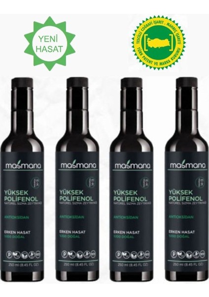 Yüksek Polifenollü Zeytinyağı 4x250 ml (2024)