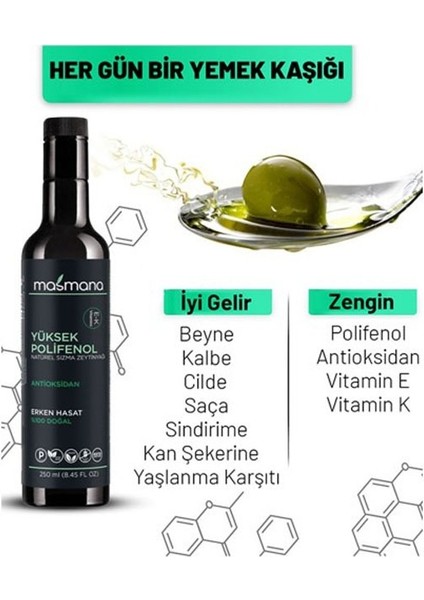 Yüksek Polifenollü Zeytinyağı 2X250 ml (2025 SEZONU) modelleri