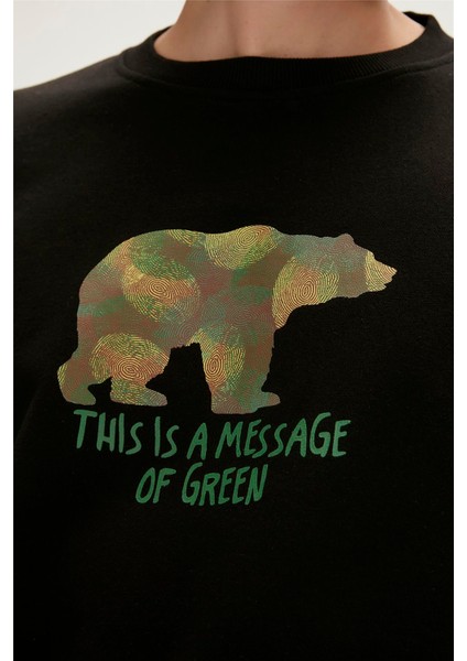 Re-Fınger Crewneck Erkek Siyah Sweatshirt 23.02.12.033 M - Siyah