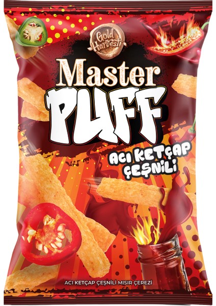 Master Puff Acı Ketçap Çeşnili Mısır Çerezi 90GR