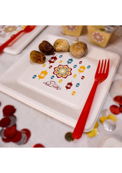 Ramazana Özel Ekolojik Tabak ve Bardak Arapça Yazılı 10'ar Adet