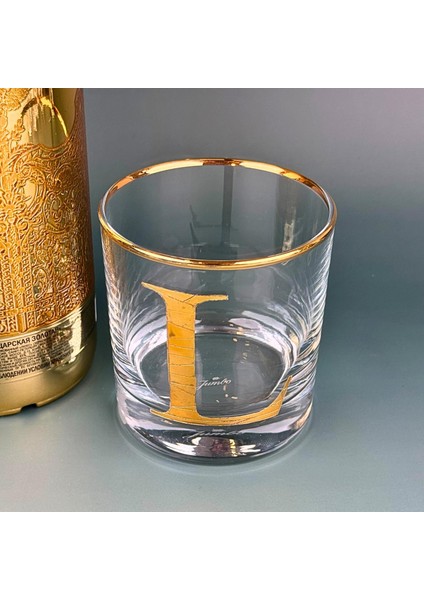 L Harfli Gold Altın Yaldızlı Viski Kadeh Bardak Jumbo Serisi
