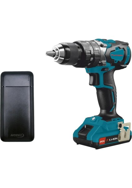 4110 Li-Ion Kömürsüz Akülü Darbeli Vidalama Makinesi+Akdeniz Taşınabilir Şarj Cihazı (Model: S125Q)