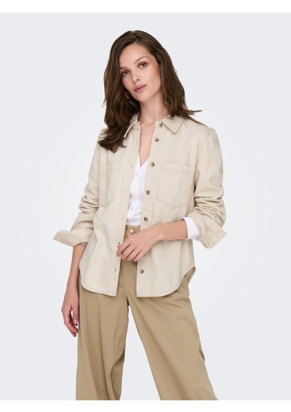 Kadın Pamuk Slim Fit Kot Gömlek - 15338783