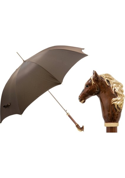 Kahverengi At Figürlü Lüks Şemsiye H: 95 cm - Ø 110 cm
