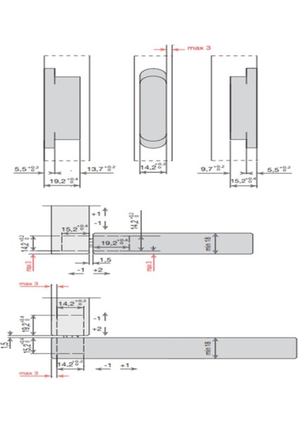 Gizli Menteşe 76X14 mm 16 kg Mat Siyah Renk