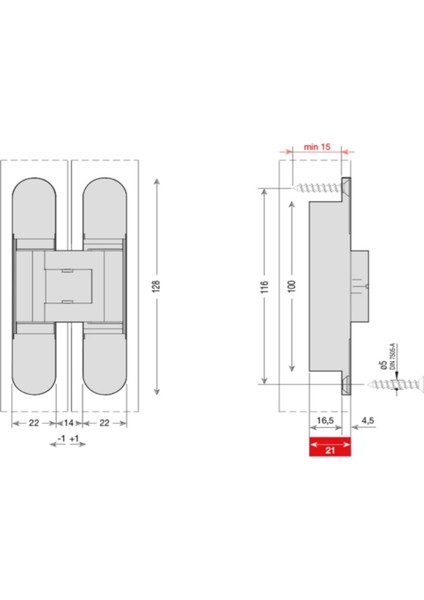 Gizli Menteşe 128X22 mm 60 kg Mat Antik Bronz Renk fırsatları
