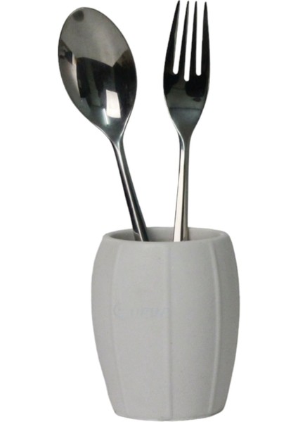 Tezgah Üstü Kaşıklık Dekoratif Dik Kaşıklık Silindir Kaşıklık Beyaz Renk