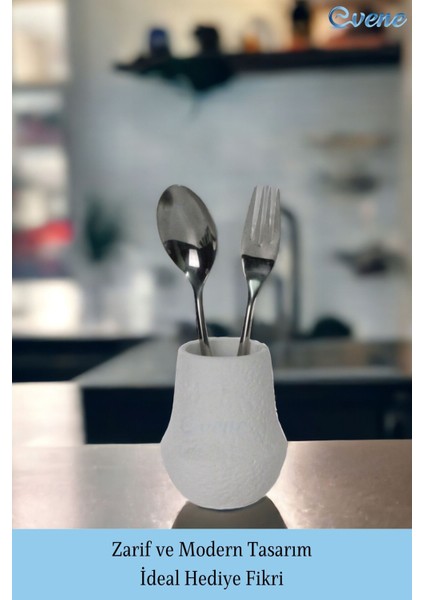 Tezgah Üstü Kaşıklık Dekoratif Dik Kaşıklık Silindir Kaşıklık Beyaz Renk fırsatları