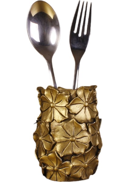 Tezgah Üstü Kaşıklık Dekoratif Dik Kaşıklık Silindir Kaşıklık Beyaz Renk Model 16