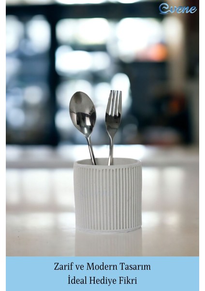 Tezgah Üstü Kaşıklık Dekoratif Dik Kaşıklık Silindir Kaşıklık Beyaz Renk fırsatları