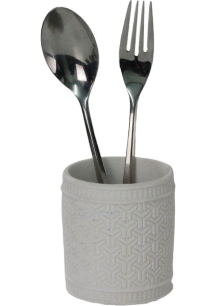 Tezgah Üstü Kaşıklık Dekoratif Dik Kaşıklık Silindir Kaşıklık Altın Eskitme Renk