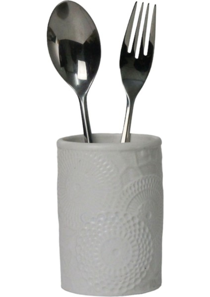 Tezgah Üstü Kaşıklık Dekoratif Dik Kaşıklık Silindir Kaşıklık Siyah Renk