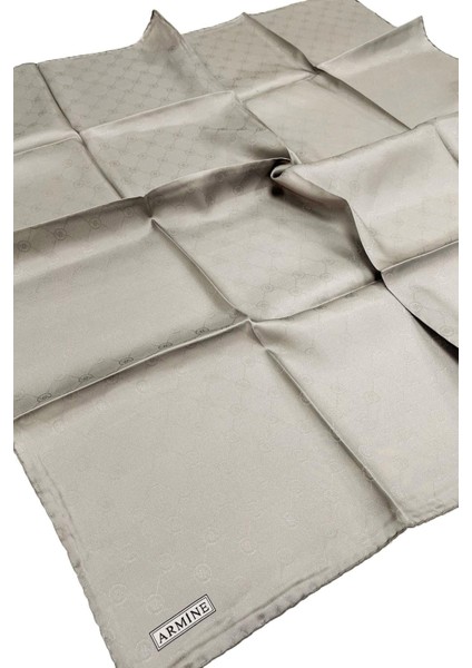 Jakarlı Ipek Eşarp 2000 (J) - Monogram Desenli - 414 Gri