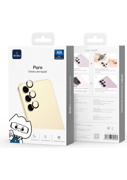 Galaxy S25 Wiwu LG-009 Lens Guard Anti Reflective Kamera Lens Koruyucu Uygulama Aparatlı Şeffaf
