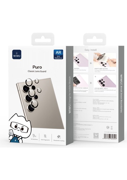 Galaxy S25 Ultra Wiwu LG-011 Lens Guard Anti Reflectiv Kamera Lens Koruyucu Uygulama Aparatlı Şeffaf