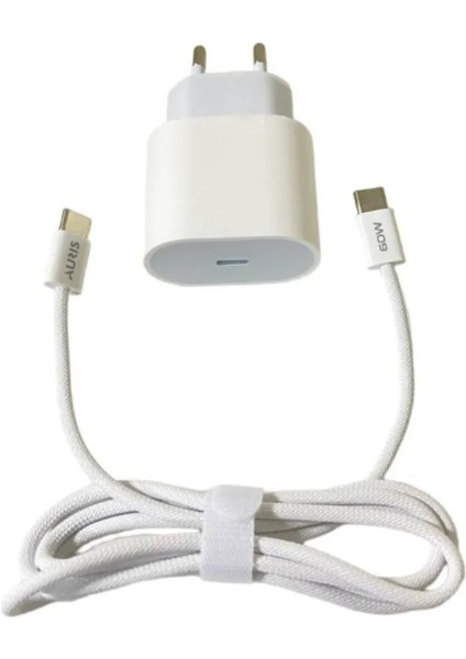 Iphone 15 16 Plus Pro Max Uyumlu 35 Watt Yüksek Hızlı Pd Şarj Aleti Cihazı +Usb C Kablo 60 W (1mt.) Örgülü
