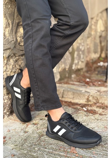 Logan Siyah Beyaz Ortopedik Günlük Garantili Yürüyüş Koşu Sneaker Spor Ayakkabı LOGAN-7039