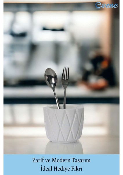 Tezgah Üstü Kaşıklık Dekoratif Dik Kaşıklık Silindir Kaşıklık Beyaz Renk fırsatları