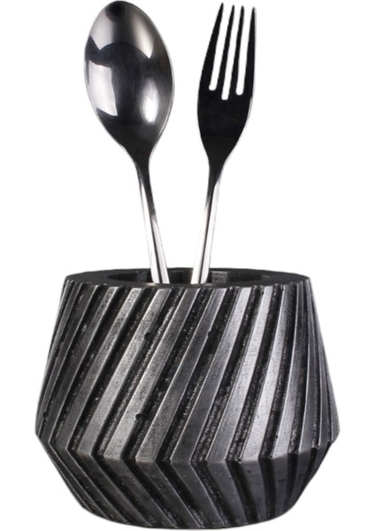 Tezgah Üstü Kaşıklık Dekoratif Dik Kaşıklık Silindir Kaşıklık Altın Renk Model 21