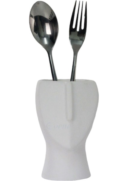 Tezgah Üstü Kaşıklık Dekoratif Dik Kaşıklık Silindir Kaşıklık Gümüş Eskitme Renk