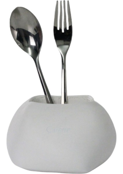 Tezgah Üstü Kaşıklık Dekoratif Dik Kaşıklık Silindir Kaşıklık Siyah Renk