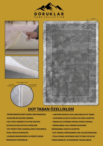 Kaymaz Taban Yıkanabilir Dijital Baskı Dekoratif Modern Desenli Dot Taban Halı Nova Serisi NV94 fiyatları