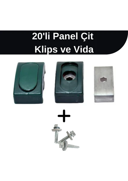 Panel Çit Klips Bağlantı Aparatı 20 Adet (Vida Dahil)