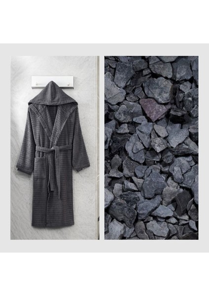 Doğa Antrasit Yeşil Kapşonlu Çift Bornoz fiyatları