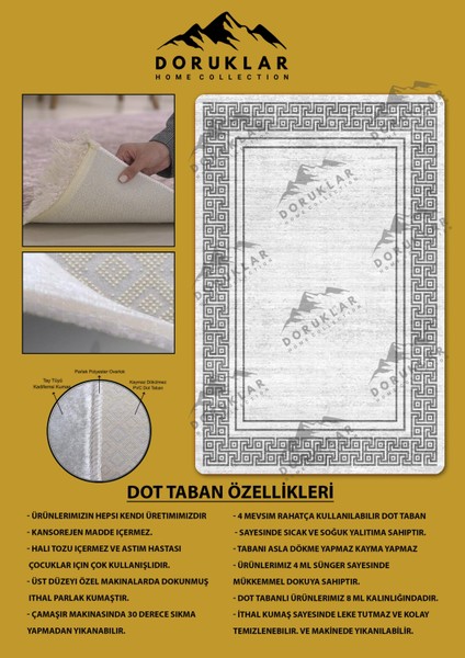 Kaymaz Taban Yıkanabilir Dijital Baskı Dekoratif Modern Desenli Dot Taban Halı Nova Serisi NV98 fiyatları