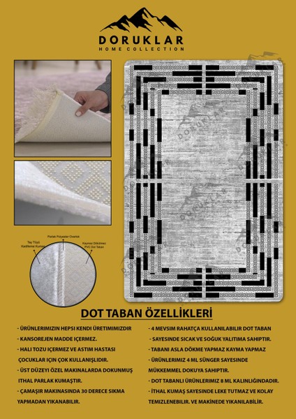 Kaymaz Taban Yıkanabilir Dijital Baskı Dekoratif Modern Desenli Dot Taban Halı Nova Serisi NV95 fiyatları