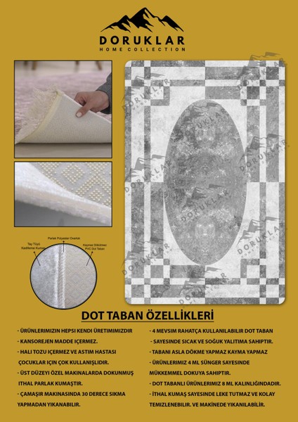 Kaymaz Taban Yıkanabilir Dijital Baskı Dekoratif Modern Desenli Dot Taban Halı Nova Serisi NV90 fiyatları