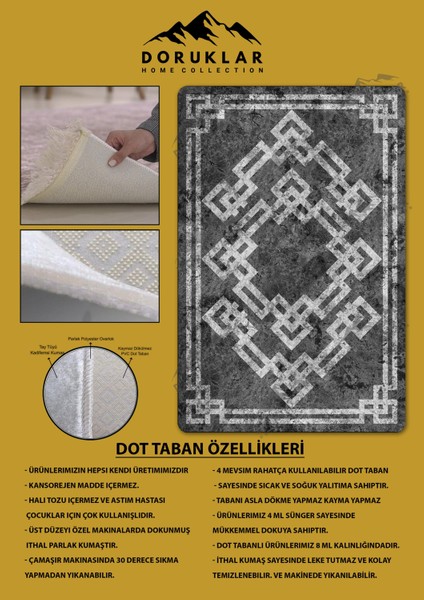 Kaymaz Taban Yıkanabilir Dijital Baskı Dekoratif Modern Desenli Dot Taban Halı Nova Serisi NV87 fiyatları